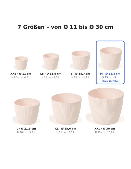 Coprivaso rotondo M Ø19 × 15 cm rigato, 3 L – Rosa chiaro