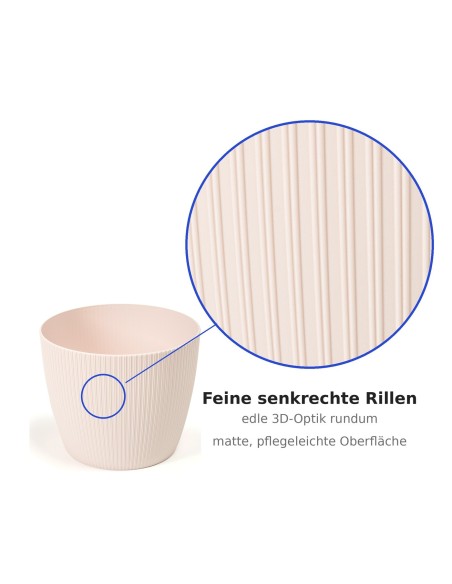 Cache-pot rond M Ø19 × 15 cm strié, 3 L – Rose clair
