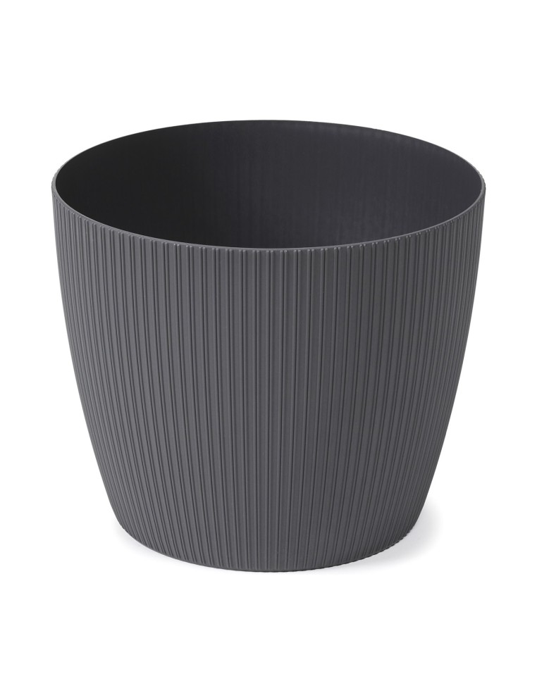 Übertopf rund S Ø16 × 13 cm Gerillt, 1,9 L – Anthrazit