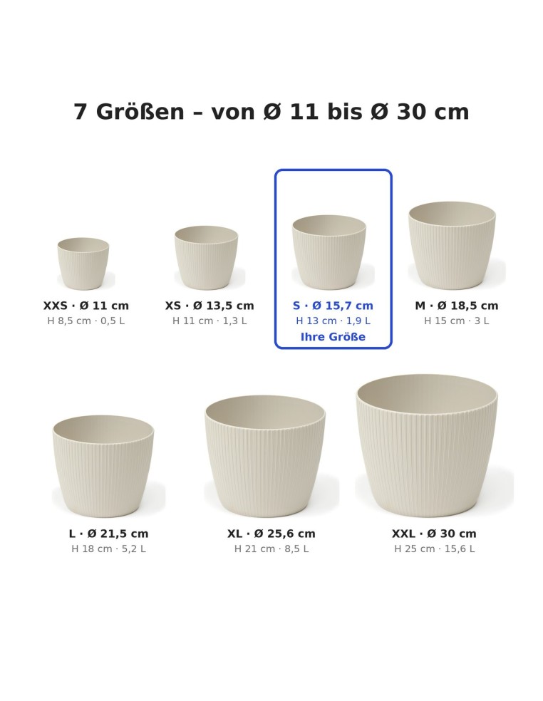 Sierpot rond S Ø16 × 13 cm geribbeld, 1,9 L – Katoenwit