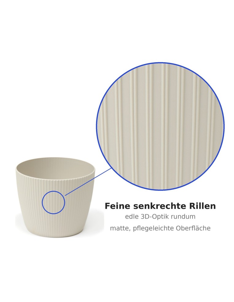 Coprivaso rotondo S Ø16 × 13 cm rigato, 1,9 L – Bianco cotone