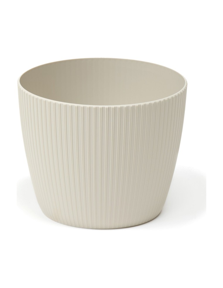 Cubremacetas redondo S Ø16 × 13 cm estriado, 1,9 L – Blanco algodón