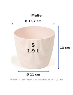 Sierpot rond S Ø16 × 13 cm geribbeld, 1,9 L – Lichtroze 2