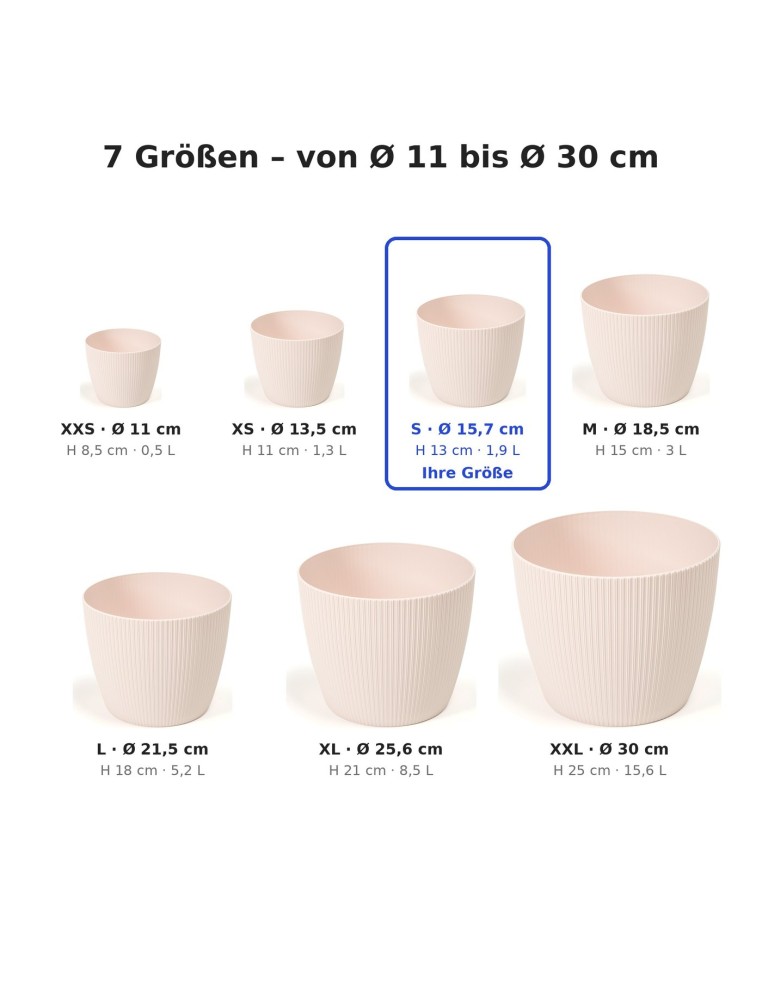 Coprivaso rotondo S Ø16 × 13 cm rigato, 1,9 L – Rosa chiaro