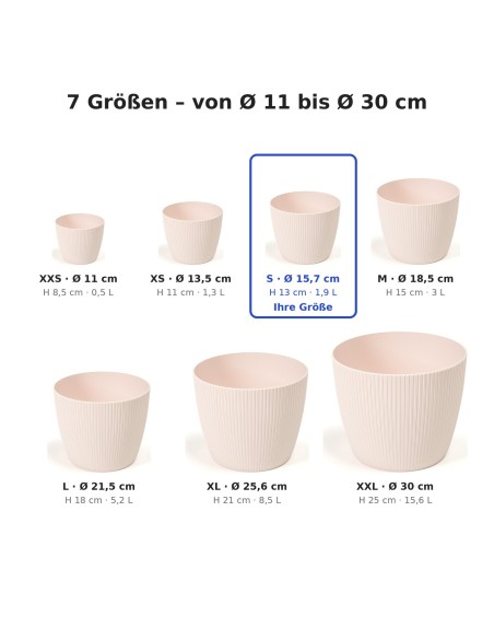 Sierpot rond S Ø16 × 13 cm geribbeld, 1,9 L – Lichtroze
