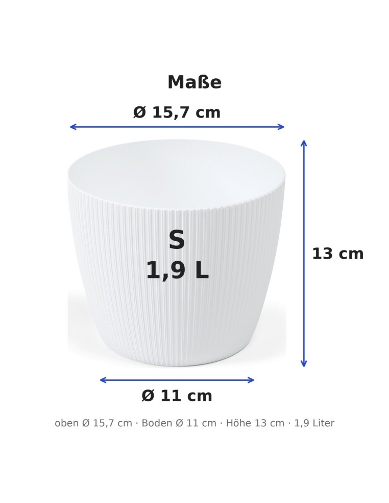 Coprivaso rotondo S Ø16 × 13 cm rigato, 1,9 L – Bianco