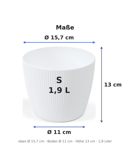 Cubremacetas redondo S Ø16 × 13 cm estriado, 1,9 L – Blanco