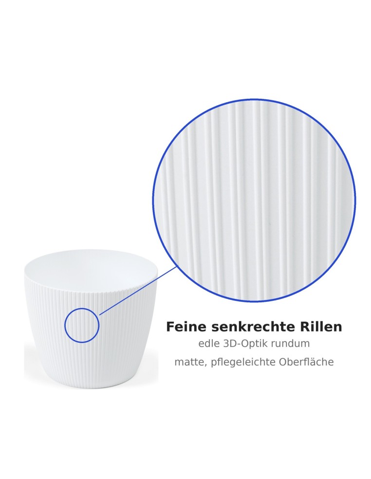 Coprivaso rotondo S Ø16 × 13 cm rigato, 1,9 L – Bianco
