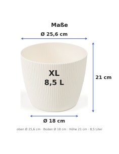 Cubremacetas redondo XL Ø26 × 21 cm estriado, 8,5 L – Crema 2