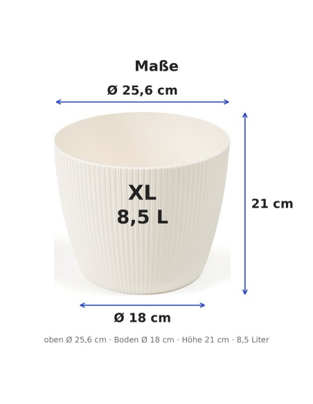 Coprivaso rotondo XL Ø26 × 21 cm rigato, 8,5 L – Crema