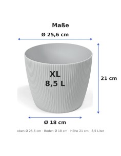Cubremacetas redondo XL Ø26 × 21 cm estriado, 8,5 L – Gris 2
