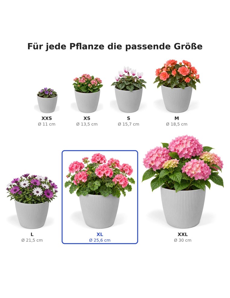Sierpot rond XL Ø26 × 21 cm geribbeld, 8,5 L – Grijs