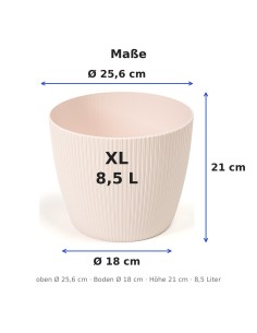 Sierpot rond XL Ø26 × 21 cm geribbeld, 8,5 L – Lichtroze 2