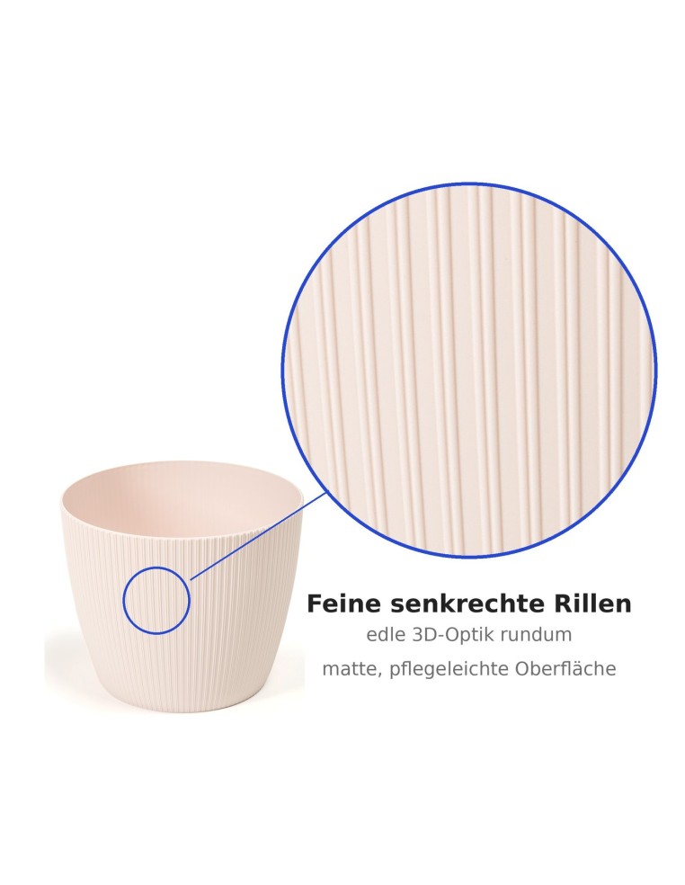 Cache-pot rond XL Ø26 × 21 cm strié, 8,5 L – Rose clair