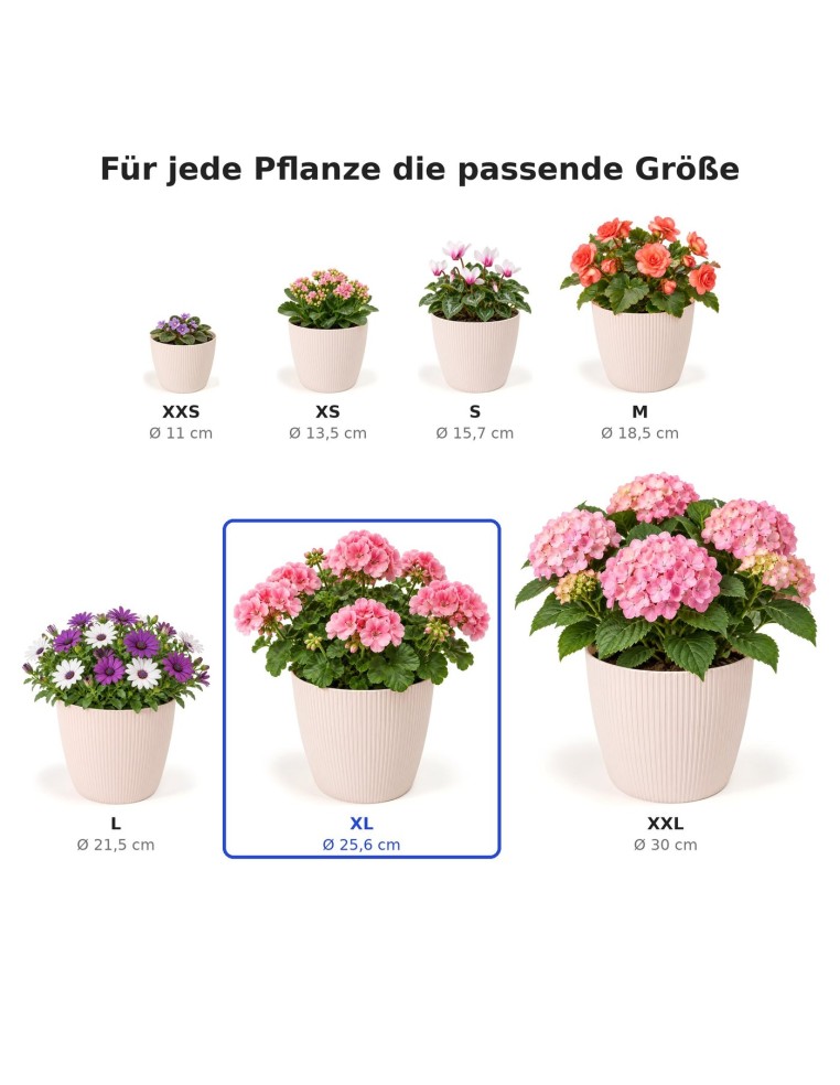 Coprivaso rotondo XL Ø26 × 21 cm rigato, 8,5 L – Rosa chiaro