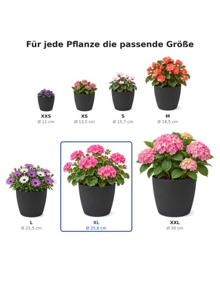 Sierpot rond XL Ø26 × 21 cm geribbeld, 8,5 L – Zwart