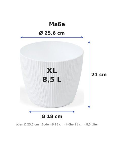 Coprivaso rotondo XL Ø26 × 21 cm rigato, 8,5 L – Bianco