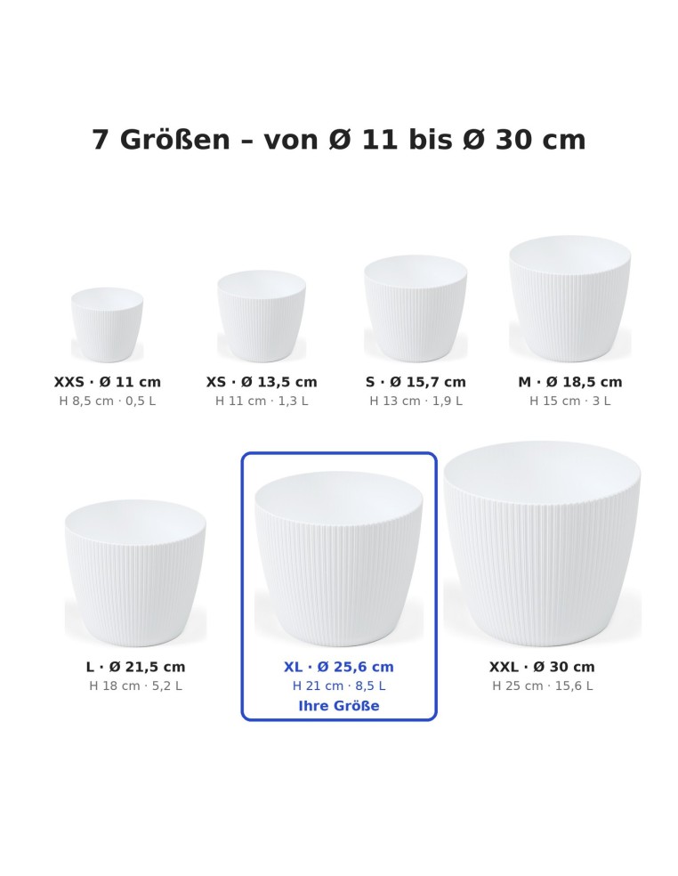Sierpot rond XL Ø26 × 21 cm geribbeld, 8,5 L – Wit
