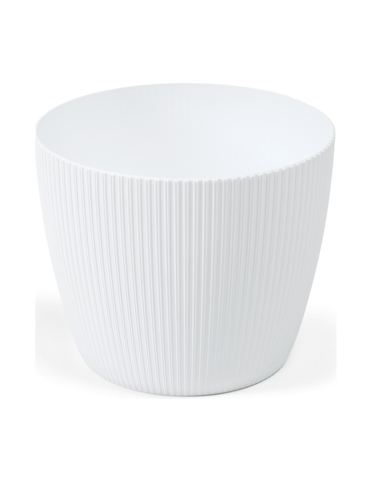 Cache-pot rond XL Ø26 × 21 cm strié, 8,5 L – Blanc