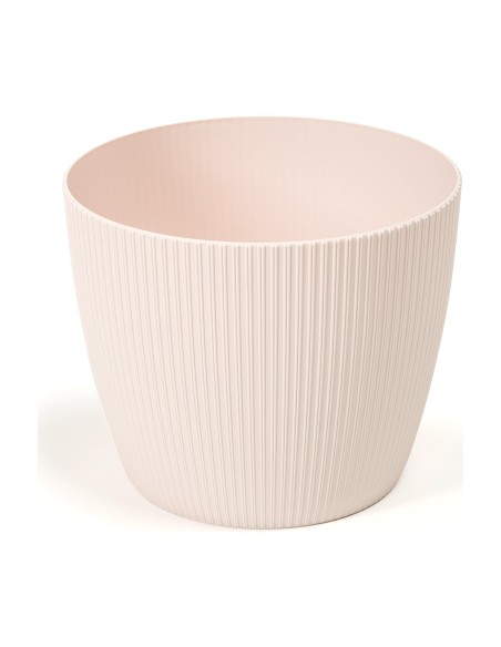 Cache-pot rond XS Ø14 × 11 cm strié, 1,3 L – Rose clair