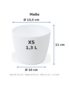 Sierpot rond XS Ø14 × 11 cm geribbeld, 1,3 L – Wit 2