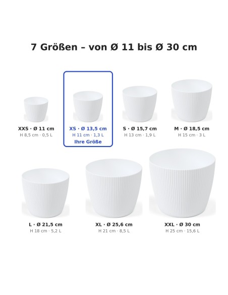 Coprivaso rotondo XS Ø14 × 11 cm rigato, 1,3 L – Bianco