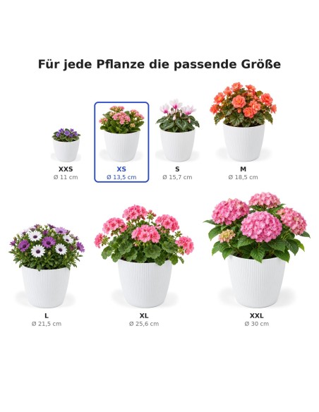 Sierpot rond XS Ø14 × 11 cm geribbeld, 1,3 L – Wit