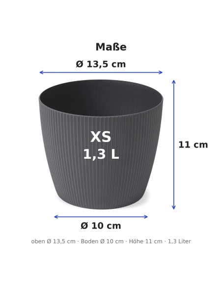 Coprivaso rotondo XS Ø14 × 11 cm rigato, 1,3 L – Antracite