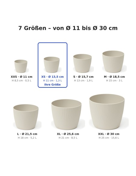 Coprivaso rotondo XS Ø14 × 11 cm rigato, 1,3 L – Bianco cotone
