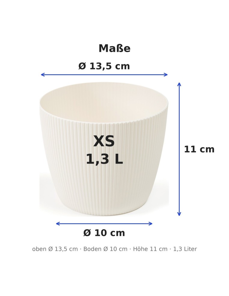 Coprivaso rotondo XS Ø14 × 11 cm rigato, 1,3 L – Crema