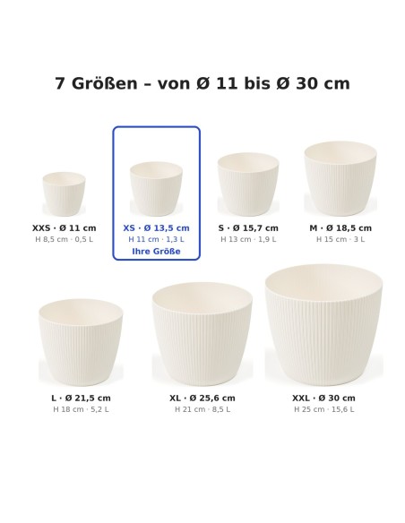Coprivaso rotondo XS Ø14 × 11 cm rigato, 1,3 L – Crema