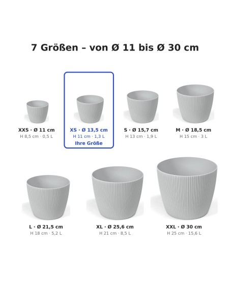 Coprivaso rotondo XS Ø14 × 11 cm rigato, 1,3 L – Grigio