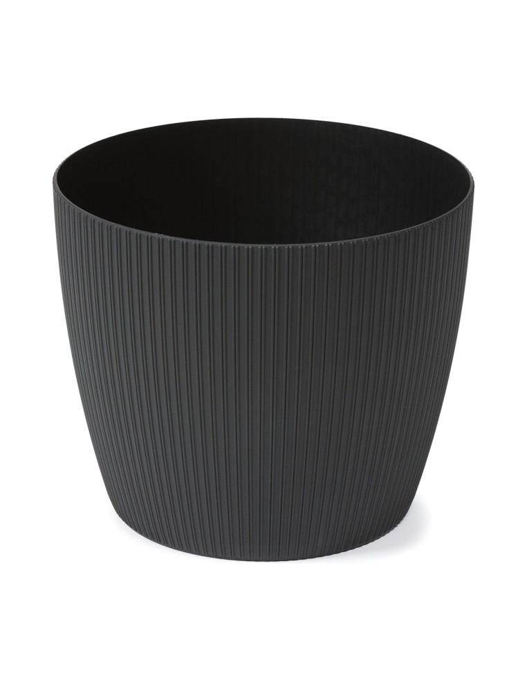 Übertopf rund XS Ø14 × 11 cm Gerillt, 1,3 L – Schwarz