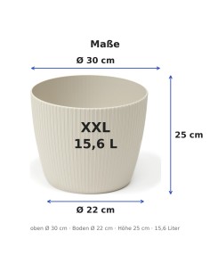 Übertopf rund XXL Ø30 × 25 cm Gerillt, 15,6 L – Baumwolle 2