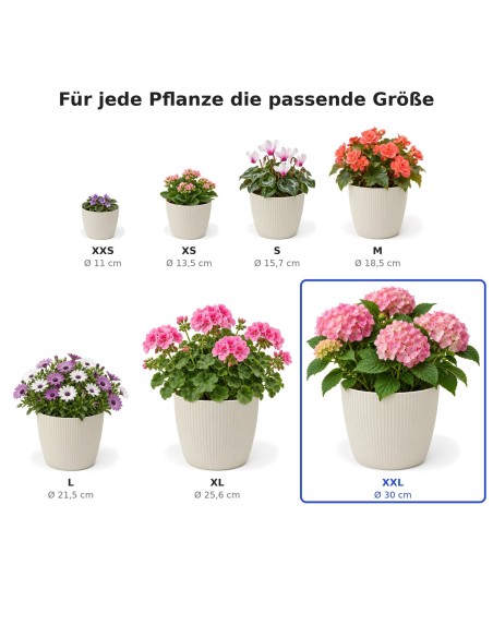 Coprivaso rotondo XXL Ø30 × 25 cm rigato, 15,6 L – Bianco cotone