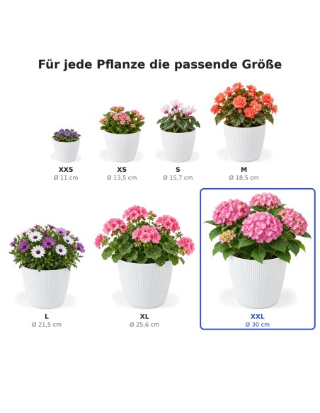 Cache-pot rond XXL Ø30 × 25 cm strié, 15,6 L – Blanc