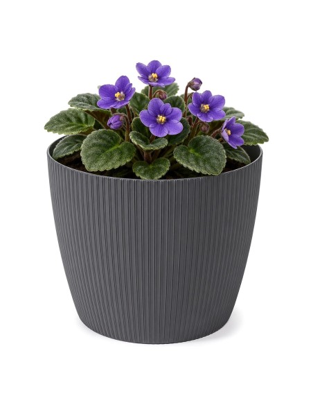 Übertopf rund Ø11 × 8 cm Gerillt, 0,5 L – Anthrazit