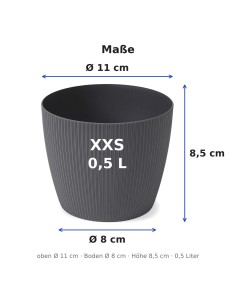 Übertopf rund Ø11 × 8 cm Gerillt, 0,5 L – Anthrazit 2