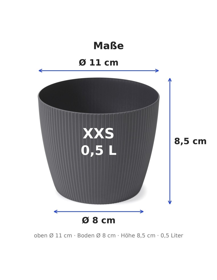 Sierpot rond Ø11 × 8 cm geribbeld, 0,5 L – Antraciet