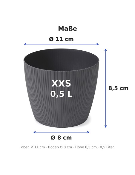 Sierpot rond Ø11 × 8 cm geribbeld, 0,5 L – Antraciet