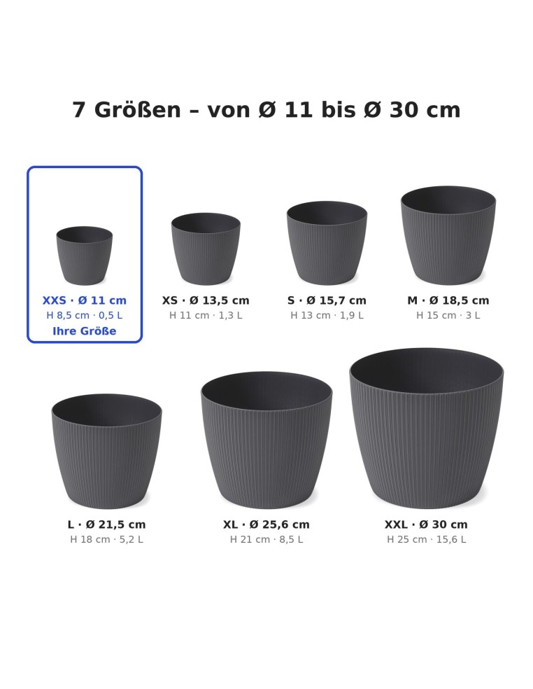 Coprivaso rotondo Ø11 × 8 cm rigato, 0,5 L – Antracite