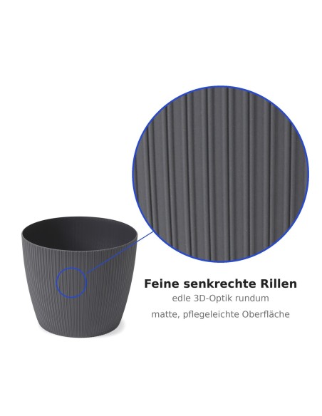 Sierpot rond Ø11 × 8 cm geribbeld, 0,5 L – Antraciet