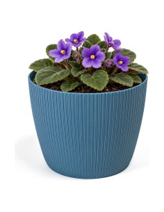 Übertopf rund Ø11 × 8 cm Gerillt, 0,5 L – Blau