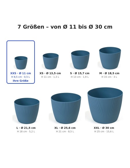 Sierpot rond Ø11 × 8 cm geribbeld, 0,5 L – Blauw