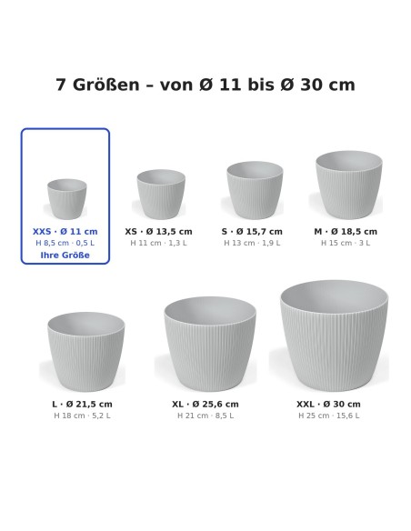 Sierpot rond Ø11 × 9 cm geribbeld, 0,5 L – Grijs