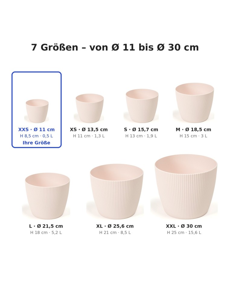 Cubremacetas redondo Ø11 × 9 cm estriado, 0,5 L – Rosa claro