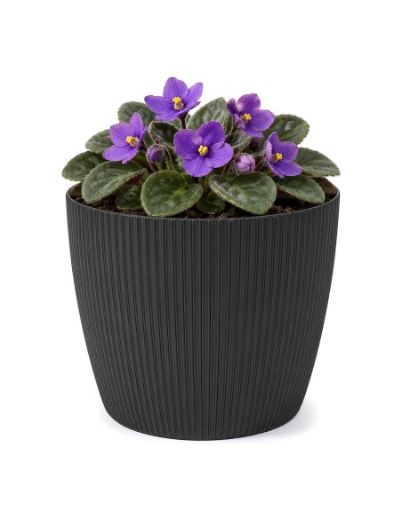 Coprivaso rotondo Ø11 × 8 cm rigato, 0,5 L – Nero