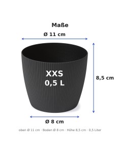 Cache-pot rond Ø11 × 8 cm strié, 0,5 L – Noir 2