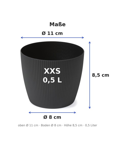 Coprivaso rotondo Ø11 × 8 cm rigato, 0,5 L – Nero