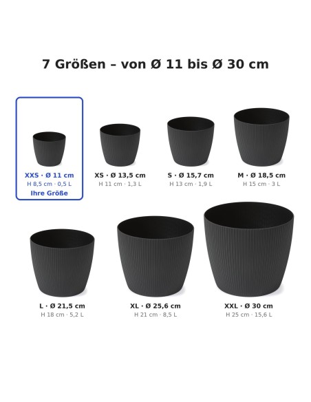Sierpot rond Ø11 × 8 cm geribbeld, 0,5 L – Zwart